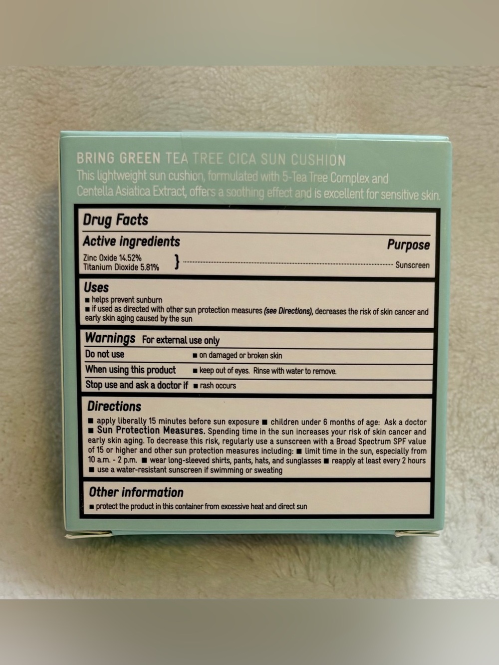 Tea Tree Cica Sun Cushion SPF 50 - Mint Green - Picture 2 of 2